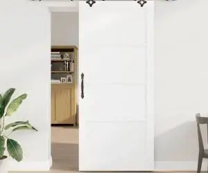 Ușa Glisantă vidaXL cu Set de Accesorii Alb 93x211 cm Lemn Masiv Pin