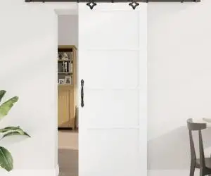 Ușă glisantă vidaXL cu set de accesorii Alb 78x202 cm Lemn masiv pin