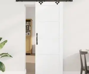 Ușă Glisantă vidaXL cu Set de Hardware 'ORKDAL'Alb Lemn Solid de Pin