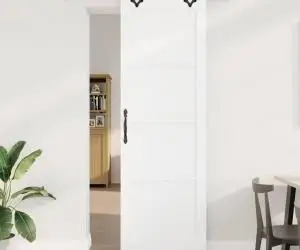 vidaXL Ușă Glisantă cu Set de Accesorii 'ORKDAL'Alb Lemn Solid de Pin