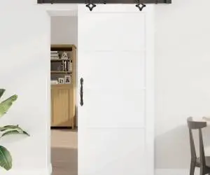 vidaXL Ușă glisantă cu set de accesorii 'ORKDAL'Alb Lemn Solid de Pin