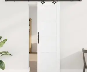 vidaXL Ușă glisantă cu set de accesorii 'ORKDAL'Alb din lemn de pin solid