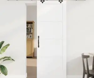 Ușă glisantă vidaXL cu set de accesorii 'ORKDAL'Alb Din Lemn Solid de Pin