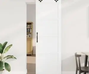 vidaXL Ușă glisantă cu set de hardware 'ORKDAL'Alb Lemn solid de pin