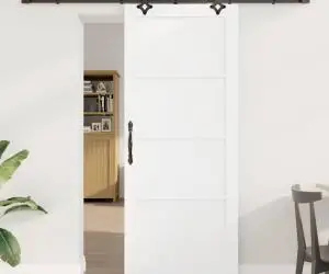 vidaXL Ușă glisantă cu set de accesorii 'ORKDAL'Alb din lemn de pin masiv