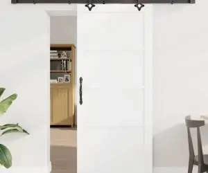 vidaXL Ușă glisantă cu set de hardware 'ORKDAL'Alb Lemn Masiv de Pin