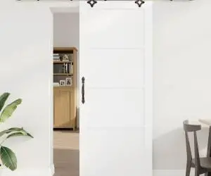 Ușă Glisantă vidaXL cu Set de Accesorii 'ORKDAL'Alb Lemn Masiv de Pin