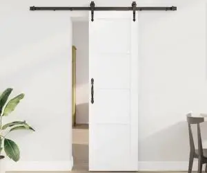Ușa Glisantă vidaXL cu Set de Hardware Alb 61x198.5 cm Lemn de Pin Solid