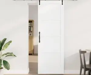 Ușă glisantă vidaXL cu set de hardware Alb 73.5x211 cm Lemn masiv Pin