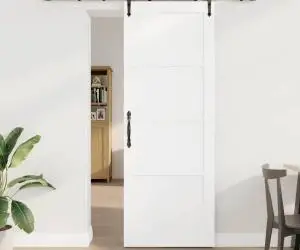 Ușă glisantă vidaXL cu set de accesorii Alb 78x211 cm Lemn masiv Pin