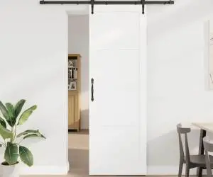 Ușă glisantă vidaXL cu set de accesorii alb 78x232 cm din lemn solid de pin