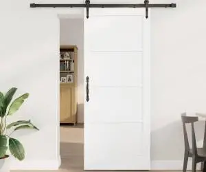 Ușa Glisantă vidaXL cu Set de Accesorii Alb 83x202 cm Lemn Solid de Pin