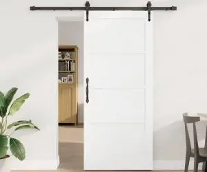 Ușa Glisantă vidaXL cu Set de Hardware Alb 86x198.5 cm Lemn Solid de Pin