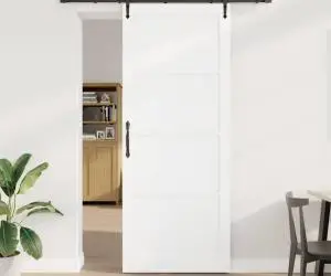 Ușa glisantă vidaXL cu set de accesorii alb 93x232 cm Lemn Masiv Pin
