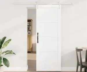 Ușă Glisantă vidaXL cu Set de Hardware Alb 73.5x198.5 cm Lemn Masiv Pin