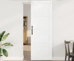 Ușa cu Răcire vidaXL cu Set de Hardware Alb 73.5x211 cm Lemn Solid De Pin