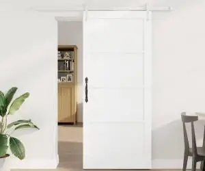 Ușa glisantă vidaXL cu set de hardware Alb 78x202 cm Lemn masiv de Pin