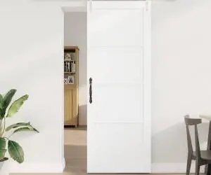 Ușa glisantă vidaXL cu set de accesorii Alb 78x211 cm Lemn masiv Pin