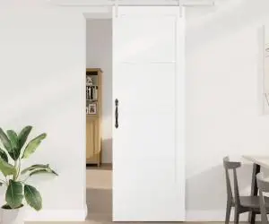 Ușa glisantă vidaXL cu set de accesorii Alb 78x232 cm Lemn masiv din pin