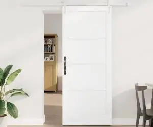Ușa Glisantă vidaXL cu Set de Accesorii Alb 83x202 cm Lemn de Pin Solid