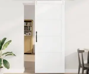 Ușa glisantă vidaXL cu set de accesorii alb 86x211 cm din lemn masiv de pin