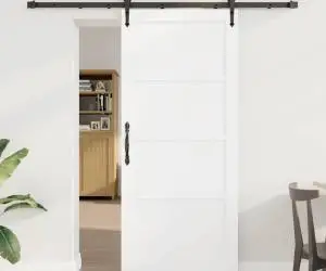 Ușă Glisantă vidaXL cu Set de Accesorii Alb 78x202 cm Lemn Masiv Pin