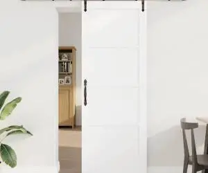 Ușă glisantă vidaXL cu set de accesorii Alb 78x211 cm Lemn masiv de pin