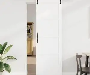 Ușa glisantă vidaXL cu set de accesorii alb 78x232 cm lemn masiv de pin