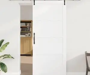 Ușa culisantă vidaXL cu set de accesorii alb 93x211 cm lemn masiv pin