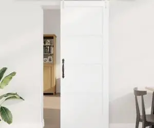 Ușa Glisantă vidaXL cu Set de Componente Albă 78x211 cm Lemn Masiv Pin