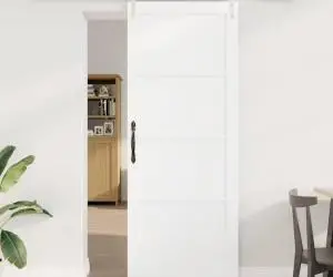 Ușă Glisantă vidaXL cu Set de Hardware Alb 83x211 cm Lemn Masiv Pin