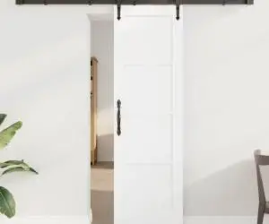 vidaXL Ușă glisantă cu set de accesorii 'ORKDAL'Alb, din lemn de pin solid
