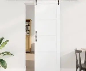 vidaXL Ușă Glisantă cu Set Hardware 'ORKDAL'Alb din Lemn Masiv de Pin