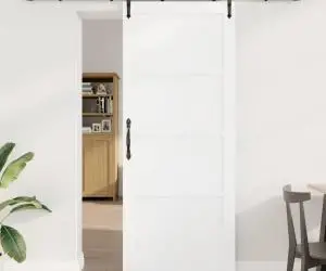 vidaXL Ușă glisantă cu set de montaj 'ORKDAL', alb, din lemn masiv de pin