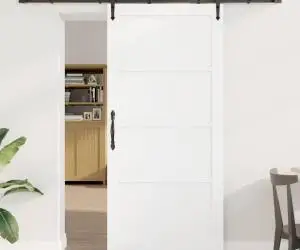 vidaXL Ușă Glisantă cu Set de Accesorii 'ORKDAL'Alb din Lemn de Pin Solid