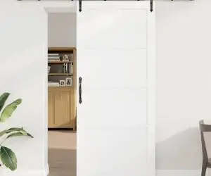 vidaXL Ușă glisantă , set de accesorii 'ORKDAL', alb, din lemn masiv de pin