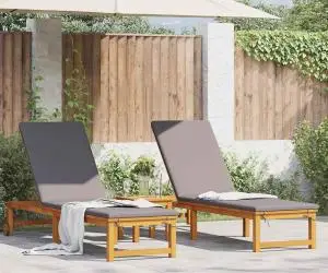 vidaXL Șezlonguri 2 buc cu Perne Lemn Solid de Acacia