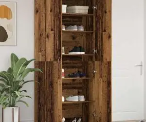 vidaXL Dulap pentru pantofi Lemn vechi 80x35,5x180 cm Lemn recompozit