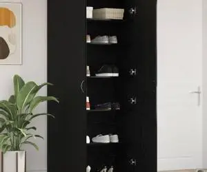 vidaXL Cabinet pentru încălțăminte Negru Stejar 80x35,5x180 cm Lemn prelucrat