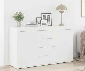 vidaXL Bufet Alb Alb Lemn 120 x 36 x 69 cm Depozitare Bufet Alb