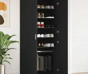 vidaXL Cabinet pentru pantofi Negru 80x39x180 cm Lemn solid