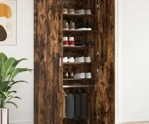 vidaXL Cabinet Pantofi Stejar Afumat 80x39x180 cm Lemn Prelucrat