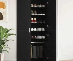 vidaXL Cabinet Pantofi Stejar Negru 80x39x180 cm Lemn Ingineresc