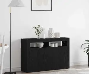 vidaXL Comodă Stejar Negru Lemn Ingineresc 116 x 30 x 75 cm