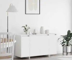 vidaXL Bufet Alb Alb Lemn 135 x 41 x 75 cm Bufet Alb Dreptunghiular