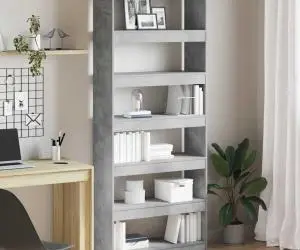 vidaXL Dulap pentru cărți/Divizor de cameră Gri din beton 80x30x198 cm