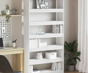 vidaXL Bibliotecă Albă Alb Lemn prelucrat 100 x 30 x 198 cm Rafturi