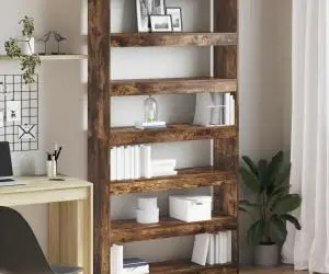 vidaXL Raft de cărți maro Maro Lemn îmbunătățit 100 x 30 x 198 cm