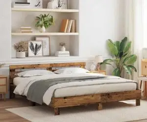 vidaXL Cadru de Pat Lemn Vechi Rustic Lemn Recuperat Solid 200 x 200 cm