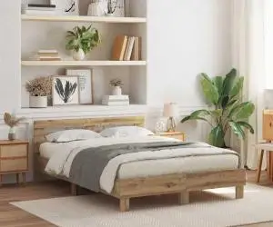 vidaXL Cadru de pat din stejar Stejar artizanal 160 x 200 cm Design simplu